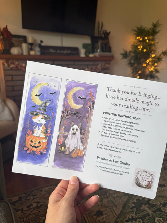 Under the Halloween Moon | Printable Bookmark Set